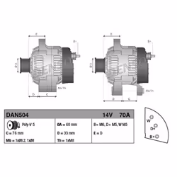 Alternatore, generatore DENSO DAN504 - Vista aggiuntiva 6