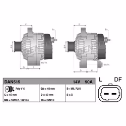 Alternatore, generatore DENSO DAN515 - Vista aggiuntiva 6