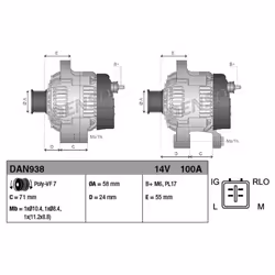 Alternatore, generatore DENSO DAN938 - Vista aggiuntiva 6