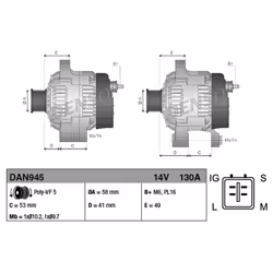 Alternatore, generatore DENSO DAN945 - Vista aggiuntiva 7