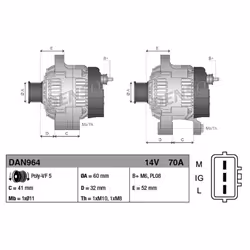 Alternatore, generatore DENSO DAN964 - Vista aggiuntiva 6