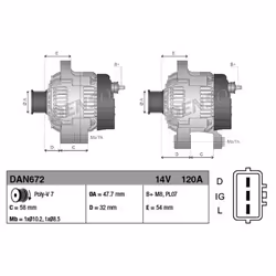 Alternatore, generatore DENSO DAN672 - Vista aggiuntiva 5