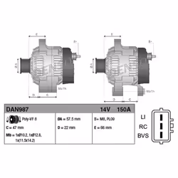 Alternatore, generatore DENSO DAN987 - Vista aggiuntiva 5