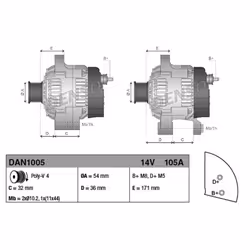 Alternatore, generatore DENSO DAN1005 - Vista aggiuntiva 5