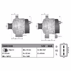 Alternatore, generatore DENSO DAN1008 - Vista aggiuntiva 5