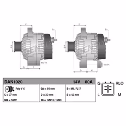 Alternatore, generatore DENSO DAN1020 - Vista aggiuntiva 5