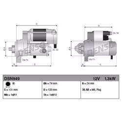 Motorino d'avviamento, starter DENSO DSN949 - Vista aggiuntiva 6