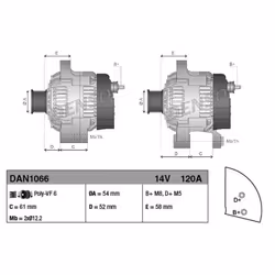 Alternatore, generatore DENSO DAN1066 - Vista aggiuntiva 5