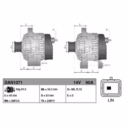 Alternatore, generatore DENSO DAN1071 - Vista aggiuntiva 6