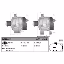 Alternatore, generatore DENSO DAN1105 - Vista aggiuntiva 4