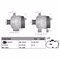 Alternatore, generatore DENSO DAN1328 - Vista aggiuntiva 5
