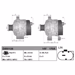 Alternatore, generatore DENSO DAN1126 - Vista aggiuntiva 7