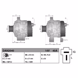 Alternatore trifase DENSO DAN2040 - Vista aggiuntiva 3