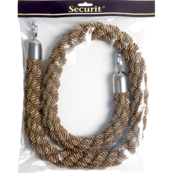 Securit - Corda Intrecciata per Sistema Barriera Classic - per Bar, Ristoranti, Pub, Negozi - Agganci con Moschettoni - 150 cm - Finitura Cromata