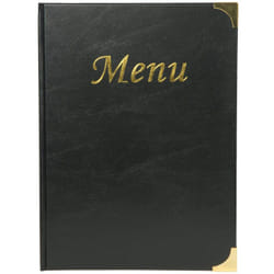 Securit - Porta Menu' A4-24 x 34 cm Nero In pvc Basic Con 4+2 Buste Fisse