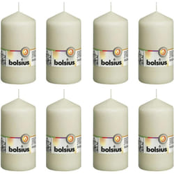 Bolsius - Candele a pilastro lisce, avorio, set da 8 pezzi, candele decorative per la casa, lunghezza 43 ore, non profumate, cera vegetale naturale,