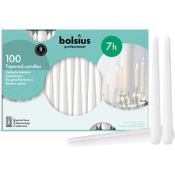 Bolsius basiche per Decorazione, Cera, Bianco, Dimensione Candela Singola: h 24cm Ø2.3cm, 100 unità