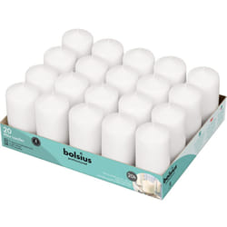 Bolsius - Candele basiche per Decorazione, Cera, Bianco, Inodore Dimensione Cero Singolo: h 9.8 cm Ø4.8cm, 20 unità