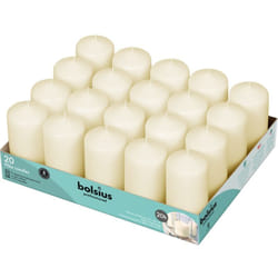 Bolsius - Candele basiche per Decorazione, Cera, Avorio, Dimensione Cero Singolo: h 9.8 cm Ø4.8cm, 20 unità