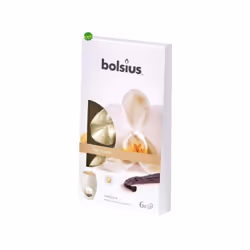 Candele profumate prodotte dal brand Bolsius. Cialdina True Scents allafragranza Vanilla. Confezione da 6 pezzi.