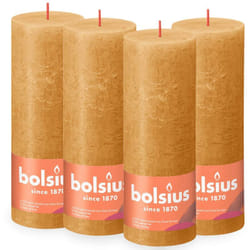 BOLSIUS - Candela rustica a pilastro - Giallo - 19 cm - Confezione 4