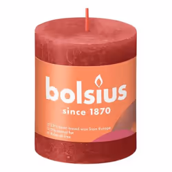 Bolsius Rustiko Shine, Cilindro, Rosso, 32 h, 1 pz