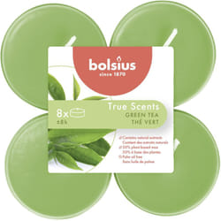 Bolsius - True Scents Tealights Profumati - Fragranza Tè Verde - Set di 8 Pezzi - Colore Verde - Lunga Durata di 8 Ore - Estratti Naturali - Candela