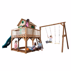 AXI Classic Liam Playhouse with Double Swing Brown/green - Green Slide - Vista aggiuntiva 4