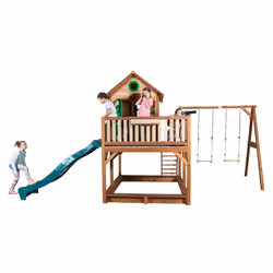AXI Classic Liam Playhouse with Double Swing Brown/green - Green Slide - Vista aggiuntiva 6