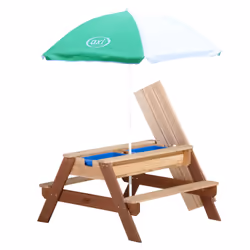 AXI Nick Sand & Water Picnic Table Brown with Umbrella Tavolo per sabbia e acqua