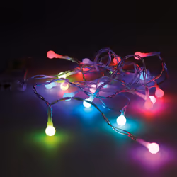 Finestra 20 led sferico rgb ormement ciliegia 8mm, cavo trasparente, scatola della batteria 2xaa, distanza tra lampade 10cm c ...