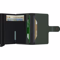 Secrid Miniwallet Matte Portafoglio Nero, Verde Alluminio, Pelle