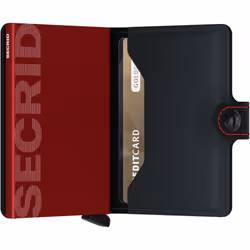 Secrid Miniwallet Matte Portafoglio Nero, Rosso Alluminio, Pelle