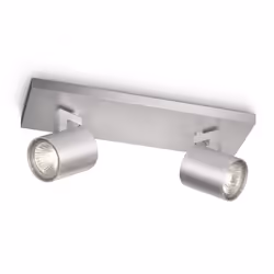 Philips myLiving Spot 530924816, Faretto d'illuminazione da superficie, GU10, 2 lampadina(e), Alogena, 2800 K, Alluminio