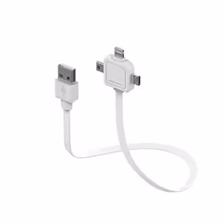Allocacoc POWER USBCABLE, Bianco, USB A, Micro-USB B + Apple 30-pin + Samsung 30-pin, 0,8 m