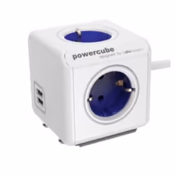 Allocacoc 1406BL/DEEUPC, 1,5 m, Tipo F, Blu, Bianco, 4 presa(e) AC