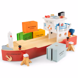 New Classic Toys Container Ship With 4 Containers, Nave, 3 anno/i, Multicolore