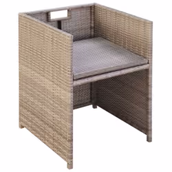 VidaXL 42561 sedia da esterno Terrazzo Seduta imbottita Rattan sintetico, Acciaio Crema, Bianco - Vista aggiuntiva 4