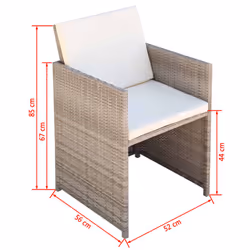 VidaXL 42561 sedia da esterno Terrazzo Seduta imbottita Rattan sintetico, Acciaio Crema, Bianco - Vista aggiuntiva 5