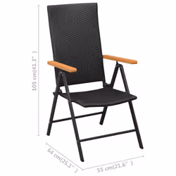 VidaXL 42798 sedia da esterno Terrazzo Alluminio, Rattan sintetico Nero - Vista aggiuntiva 7