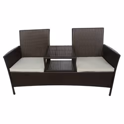 vidaXL Divano da Giardino a 2 Posti con Tavolino in Polyrattan Marrone - Vista aggiuntiva 2