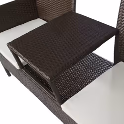 vidaXL Divano da Giardino a 2 Posti con Tavolino in Polyrattan Marrone - Vista aggiuntiva 3