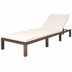 vidaXL Lettino Prendisole con Cuscino in Polyrattan Marrone - Vista aggiuntiva 2