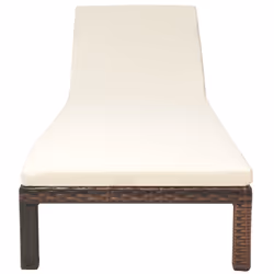 vidaXL Lettino Prendisole con Cuscino in Polyrattan Marrone - Vista aggiuntiva 3
