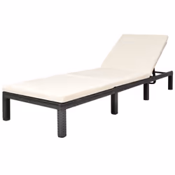vidaXL Lettino Prendisole con Cuscino in Polyrattan Nero - Vista aggiuntiva 2