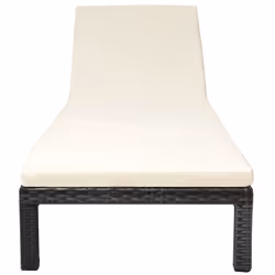 vidaXL Lettino Prendisole con Cuscino in Polyrattan Nero - Vista aggiuntiva 3