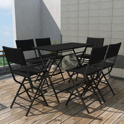 Set da Giardino 7 pz Pieghevole in Acciaio e Polyrattan Nero Vidaxl 6433