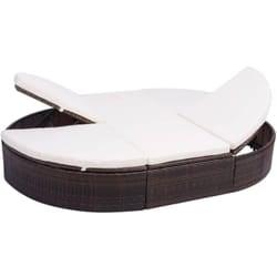 Vidaxl - Lettino Prendisole, Sdraio da giardino con Cuscino in Polyrattan Marrone