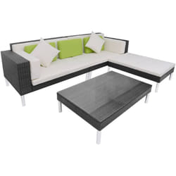 Vidaxl - Set Divani da Giardino 4 pz con Cuscini in Polyrattan Nero