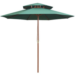 Ombrellone a 2 Livelli 270x270 cm con Palo in Legno Verde vidaXL 9767
